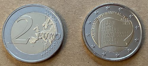 2 Euro Gedenkmünze 2022 aus Estland, Literaturgesellschaft, bfr