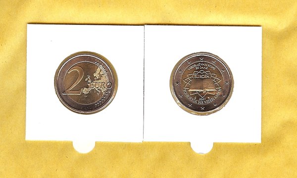 2 Euro Gedenkmünze 2007 aus Niederlande / Holland, römische Verträge, bfr