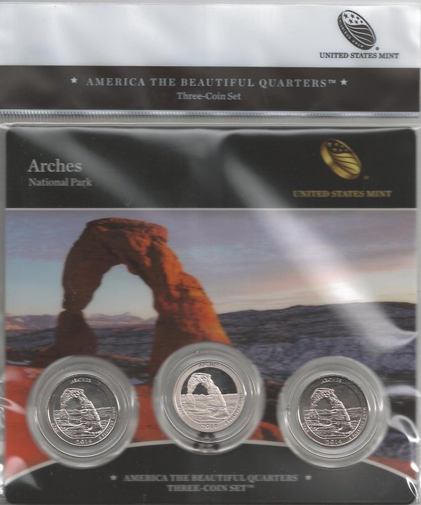 USA: Arches National Park Quarter 2014, 3-Coin-Set