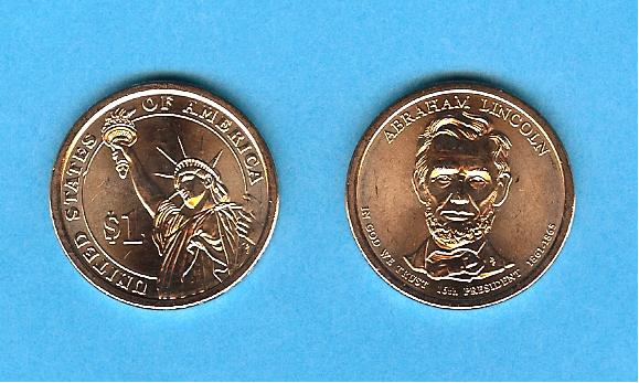 USA: Presidential 1 Dollar Coin 2010, Abraham Lincoln, Set aus Mint D+P
