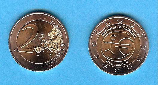 2 Euro Gedenkmünze 2009 aus Österreich, 10 Jahre WWU, bfr