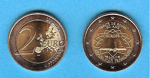 2 Euro Gedenkmünze 2007 aus Frankreich, römische Verträge, bfr