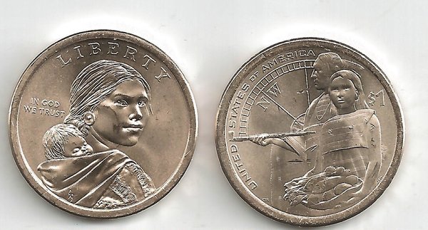 USA: American Native Sacagawea 1 Dollar Coin 2014, Set aus Mint D+P