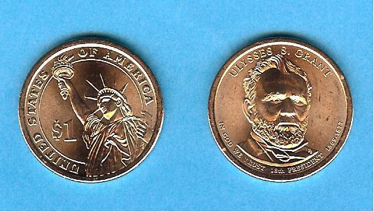 USA: Presidential 1 Dollar Coin 2011, Ulysses S. Grant, Set aus Mint D+P