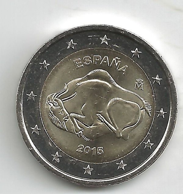 2 Euro Gedenkmünze 2015 aus Spanien, Höhlen von Altamira, bfr