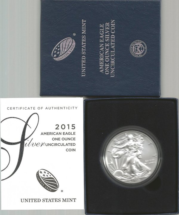 USA: American Eagle One Ounce Silver uncirculated Coin 2015