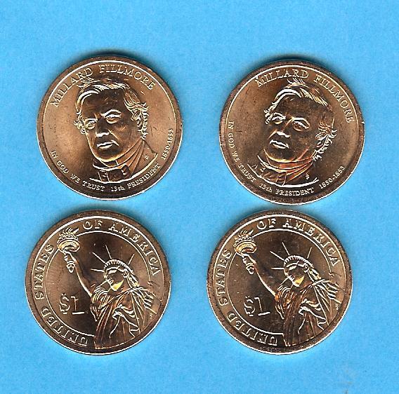 USA: Presidential 1 Dollar Coin 2010, Millard Fillmore, Set aus Mint D + P