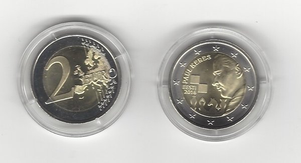 2 Euro Gedenkmünze 2016 aus Estland, Paul Keres, bfr