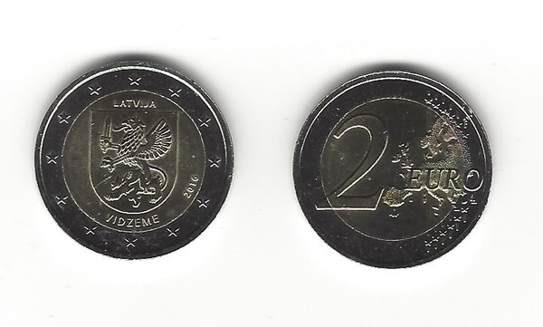 2 Euro Gedenkmünze 2016 aus Lettland, Regionen Livland Vidzeme, bfr