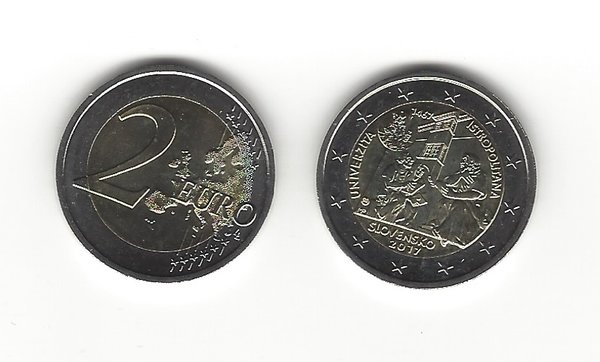 2 Euro Gedenkmünze 2017 aus Slowakei, 550 Jahre Uni Istropolitana, bfr