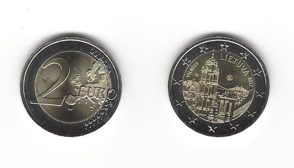 2 Euro Gedenkmünze 2017 aus Litauen, Vilnius, bfr