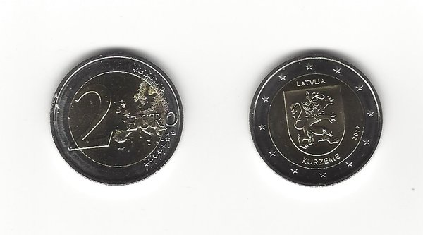 2 Euro Gedenkmünze 2017 aus Lettland, Region Kurzeme, bfr