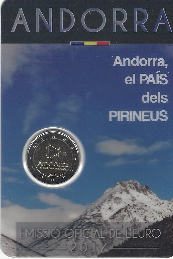 2 Euro Gedenkmünze 2017 aus Andorra, Pyrenäen, Coincard