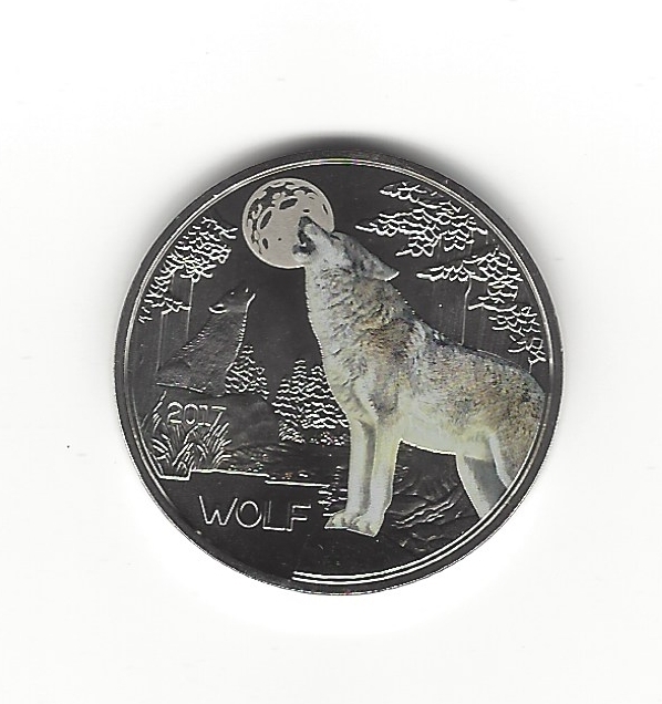 3 Euro Gedenkmünze 2017 aus Österreich, Tiertaler, Wolf, nachleuchtend