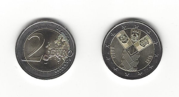 2 Euro Gedenkmünze 2018 aus Estland, 100 Jahre Unabhängigkeit, bfr