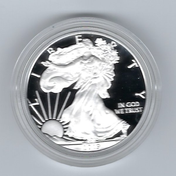 USA: American Eagle One Ounce Silver Proof Coin 2019, Silber