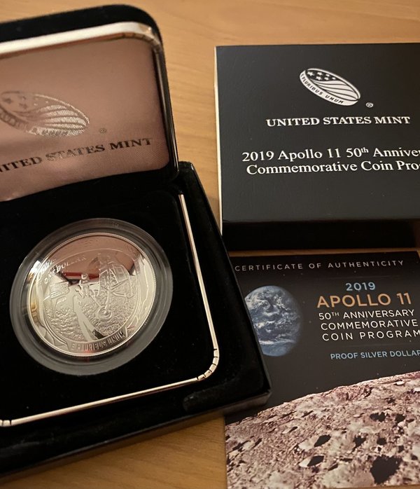 USA: Silver Dollar 2019, 50 Jahre Apollo 11, Proof (PP)