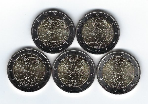 2 Euro Gedenkmünzensatz 2019 aus Deutschland ADFGJ, 30 Jahre Mauerfall, bfr