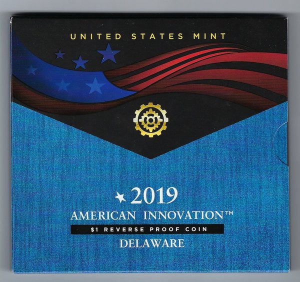 USA: American Innovation 1 Dollar Reverse Proof Coin 2019, Delaware, Mint S