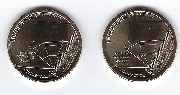 USA: American Innovation 1 Dollar Coin 2020, Connecticut, Mint D + P