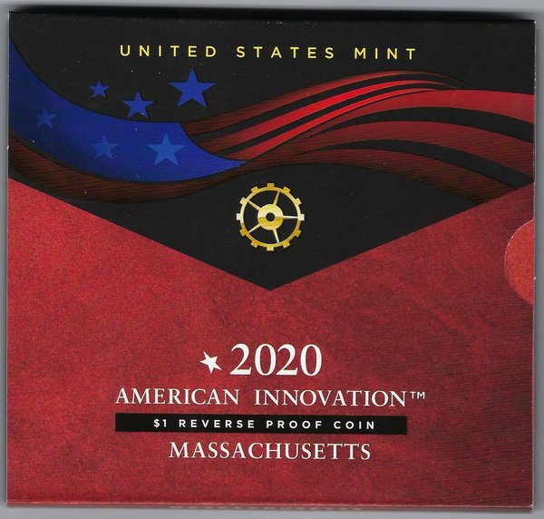 USA: American Innovation 1 Dollar Reverse Proof Coin 2020, Massachusetts
