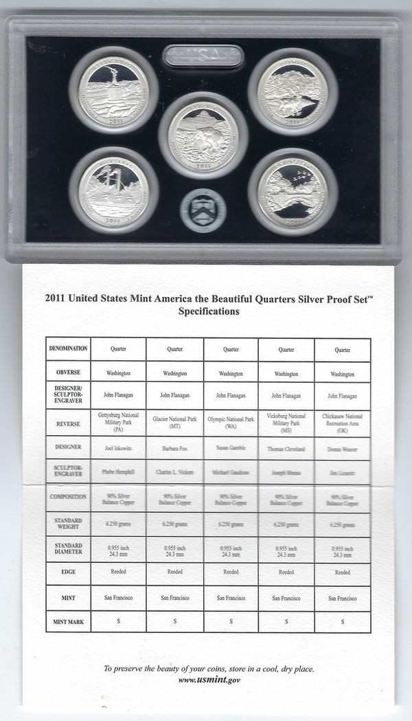 USA: America the Beautiful Quarters Silver Proof Set 2011