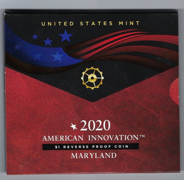 USA: American Innovation 1 Dollar Reverse Proof Coin 2020, Maryland