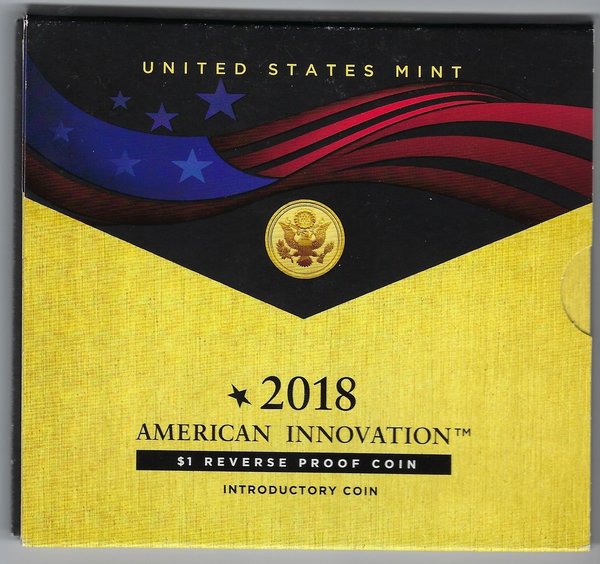 USA: American Innovation 1 Dollar Reverse Proof Coin 2018, Introductory Coin