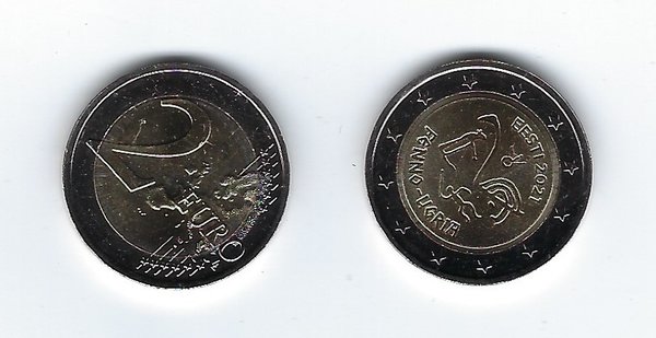 2 Euro Gedenkmünze 2021 aus Estland, Finno-Ugrische Völker, bfr