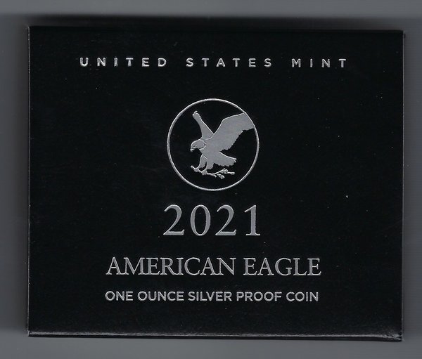 USA: American Eagle One Ounce Silver Proof Coin 2021, neu, Mint S