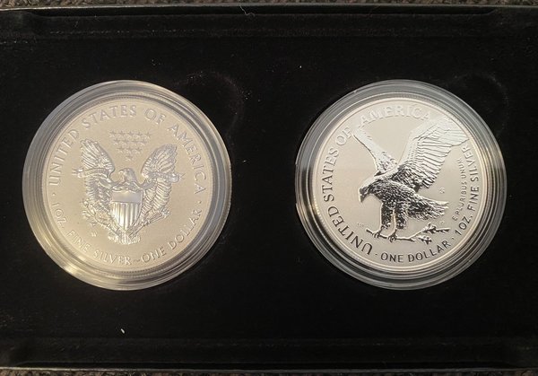 USA: American Eagle One Ounce Silver Reverse Proof Two-Coin Set 2021, Designer Edition