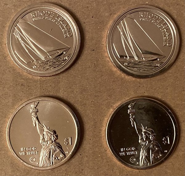 USA: American Innovation 1 Dollar Coin 2022, Rhode Island, Mint D + P