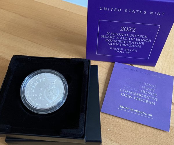 USA: Silber Dollar 2022, National Purple Heart Hall of Honor, Proof (PP)