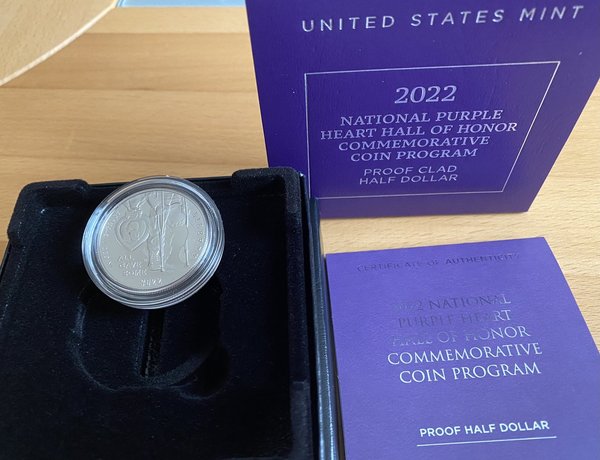 USA: Half Dollar 2022, National Purple Heart Hall of Honor, Proof (PP)