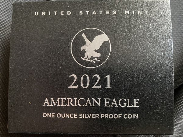 USA: American Eagle One Ounce Silver Proof Coin 2021, neu, Mint W