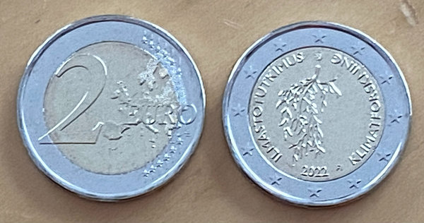 2 Euro Gedenkmünze 2022 aus Finnland, Klimaforschung, bfr