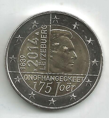 2 Euro Gedenkmünze 2014 aus Luxemburg, 175 Jahre Unabhängigkeit, bfr
